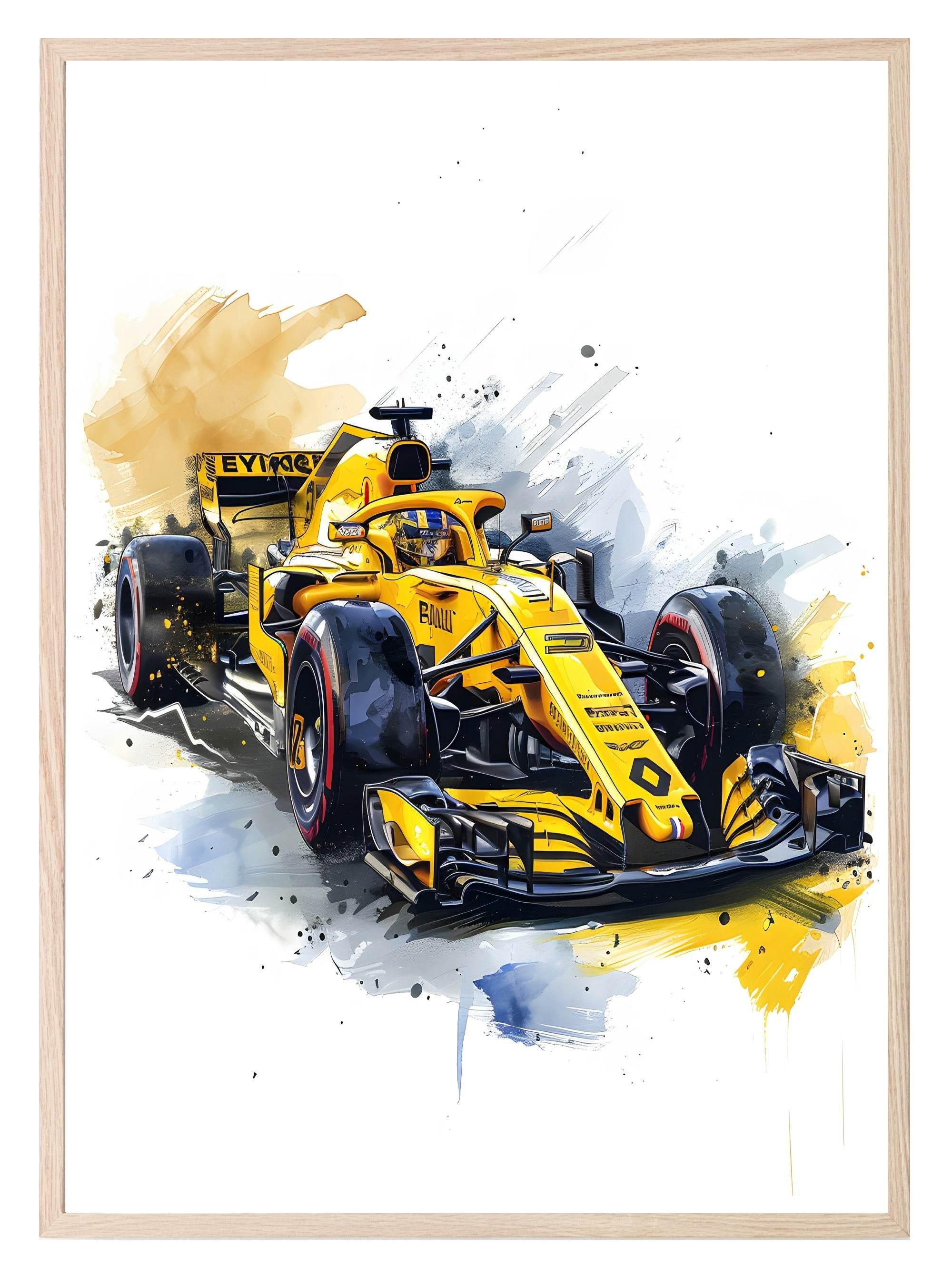 Yellow Race Car Print | Grand Prix Wall Art - Larosier Prints