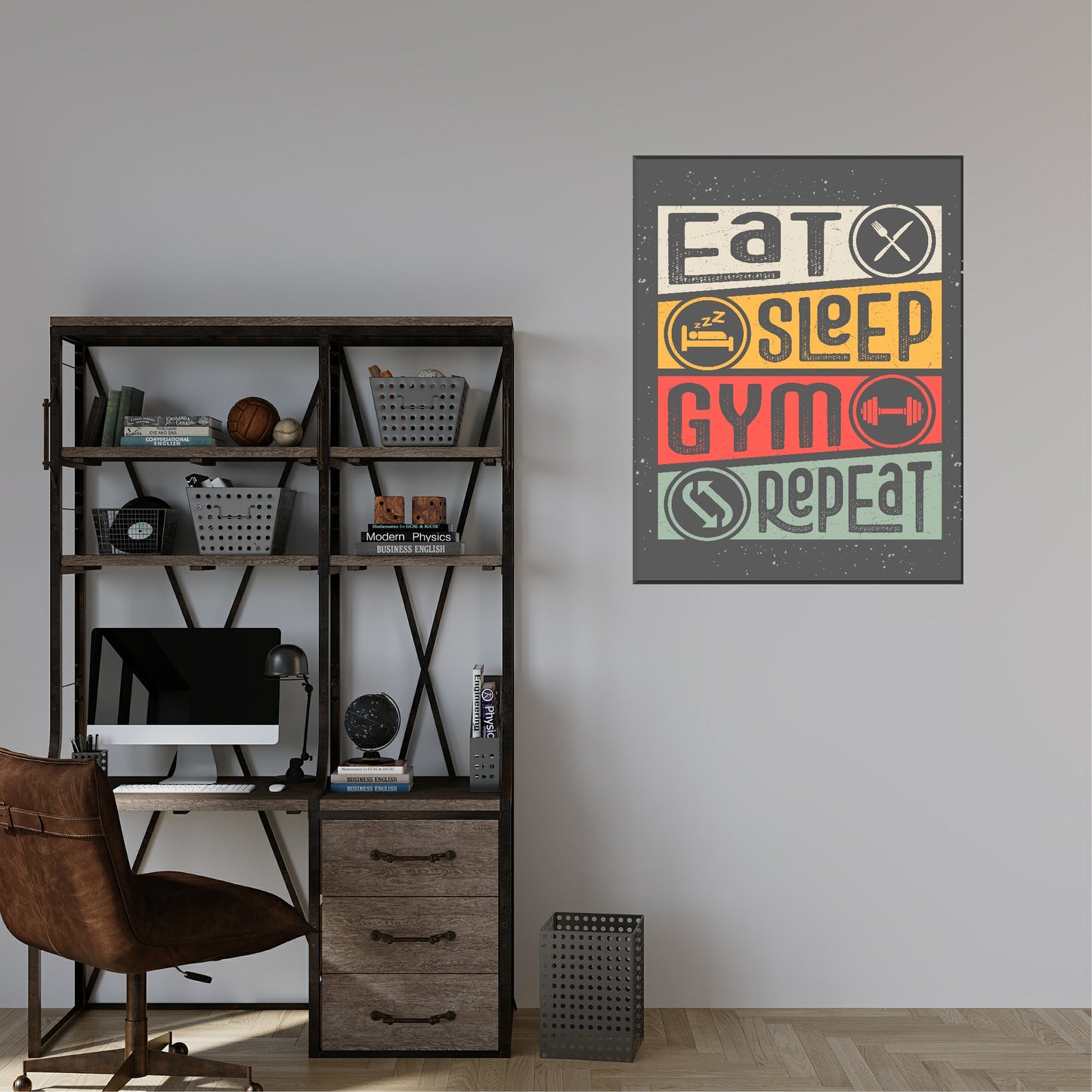 Eat Sleep Gym Repeat Print | Hobbies Wall Art