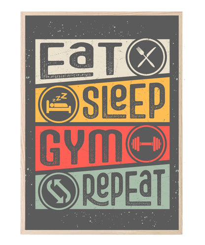 Eat Sleep Gym Repeat Print | Hobbies Wall Art