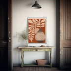 Auburn Patterned Vase With Flowers Print | Botanical Wall Art - Larosier Prints