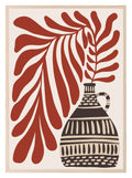 Patterned Vase With Red Leaves Print | Botanical Wall Art - Larosier Prints