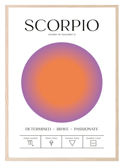 Star Sign Prints | Zodiac | Horoscope | Colourful | Astrology Wall Art Scorpio