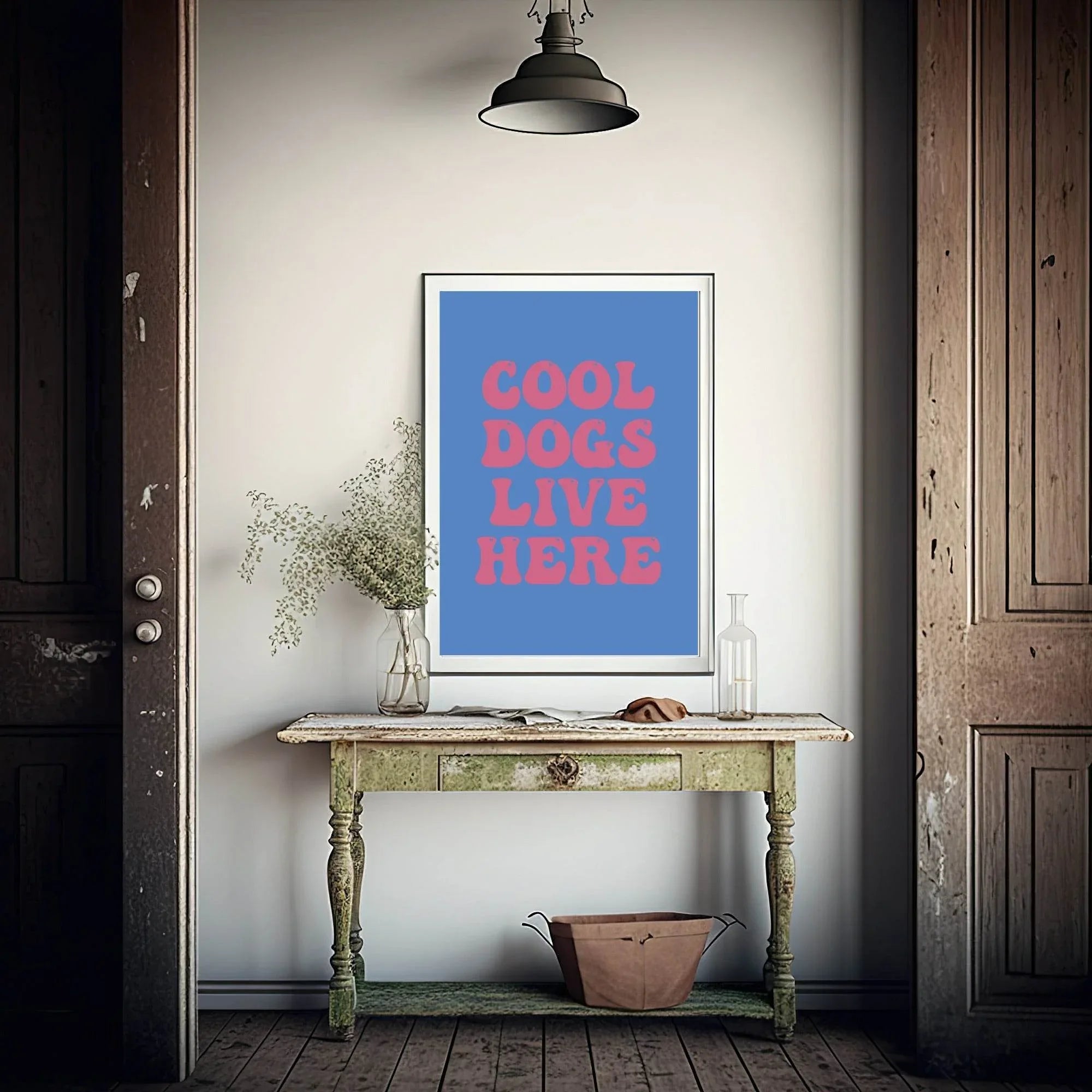 Cool Dogs Live Here Print | Retro Pet Lovers Wall Art - Larosier Prints