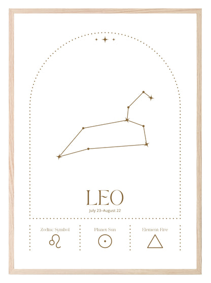 Star Sign Prints | Star Alignment | Zodiac Wall Art Leo