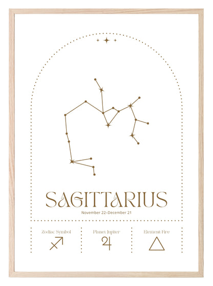 Star Sign Prints | Star Alignment | Zodiac Wall Art Sagittarius