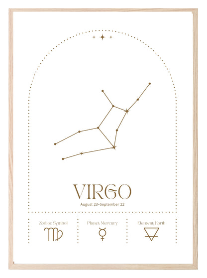 Star Sign Prints | Star Alignment | Zodiac Wall Art Virgo