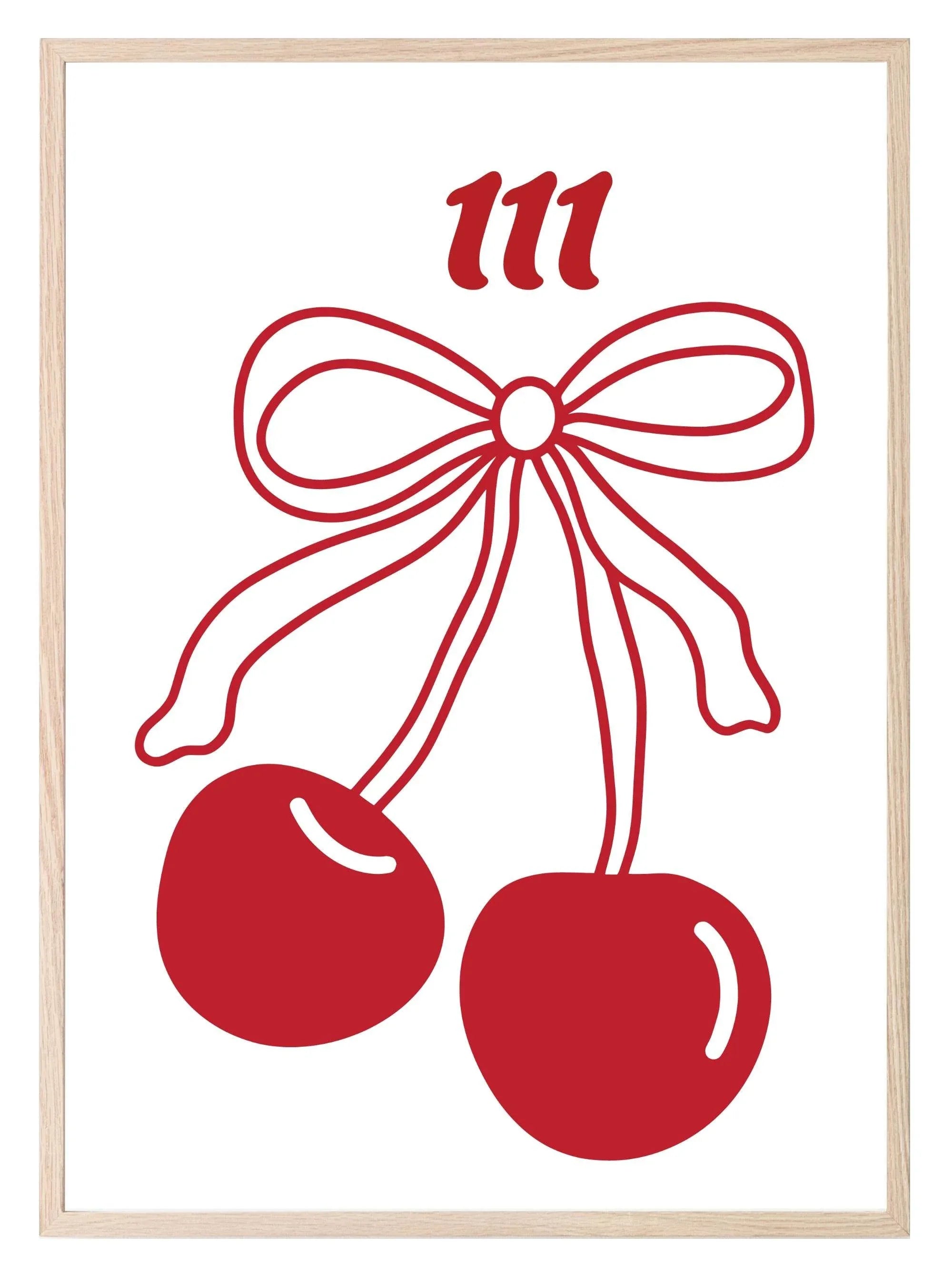 Cherry Angel Number Print | Coquette Wall Art - Larosier Prints