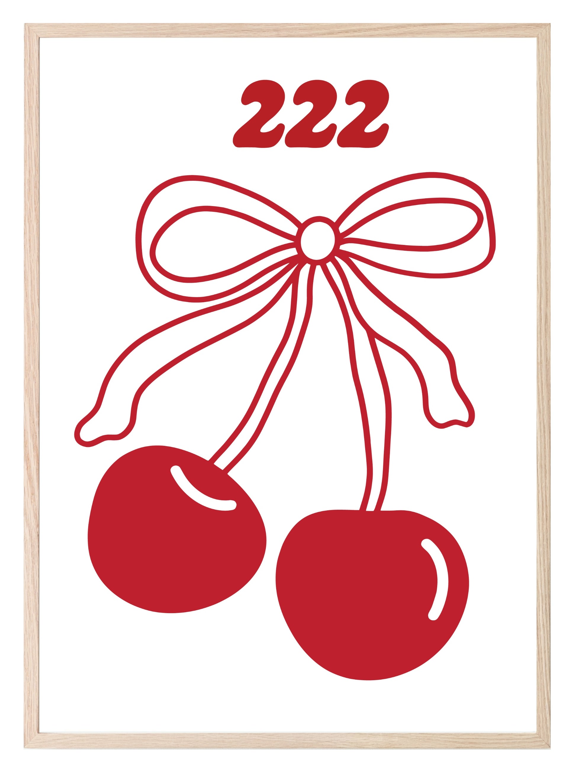 Cherry Angel Number Print | Coquette Wall Art 222 Alignment