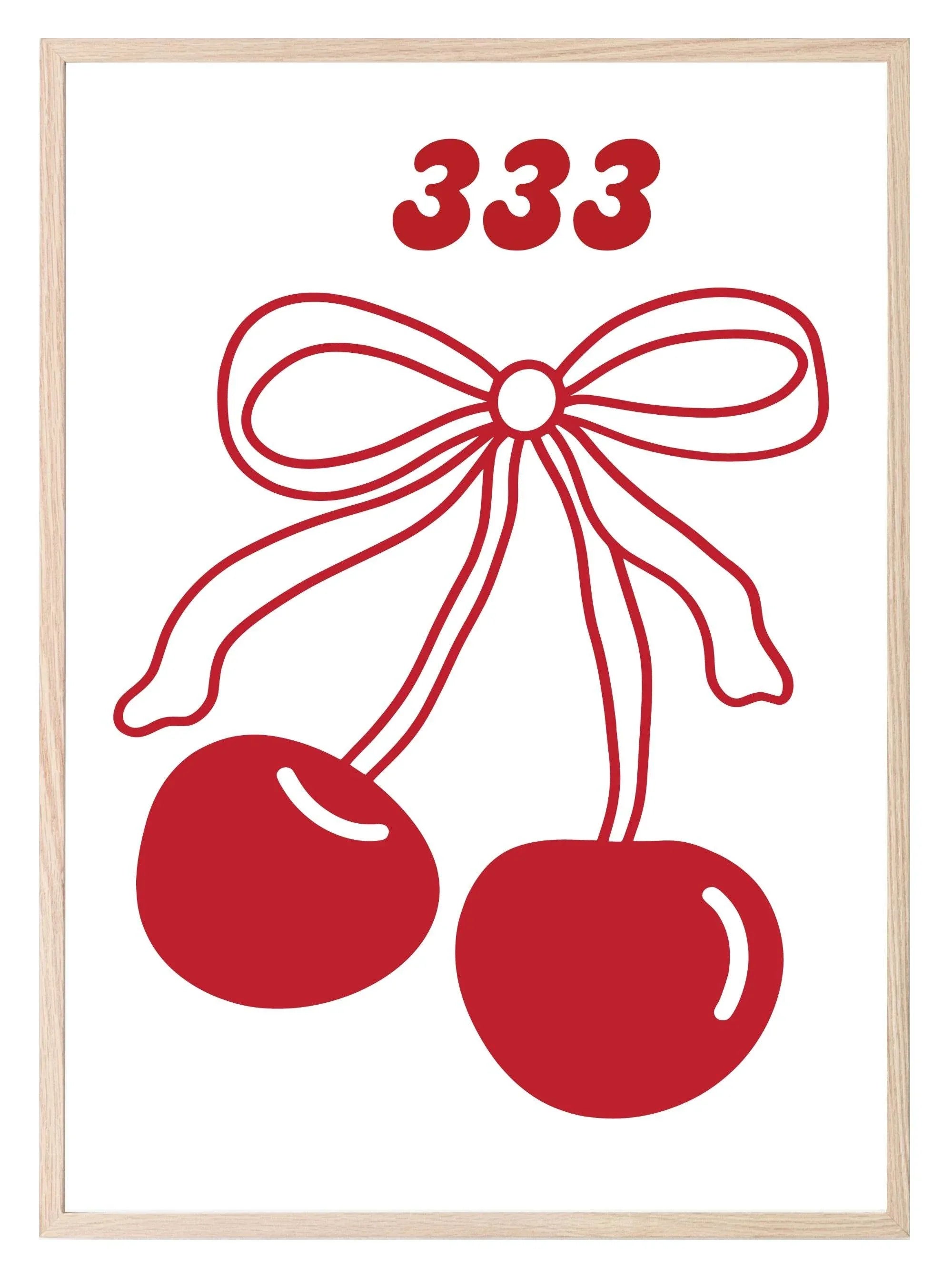 Cherry Angel Number Print | Coquette Wall Art - Larosier Prints