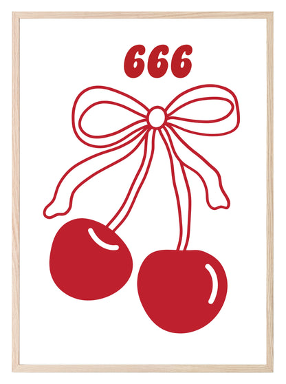 Cherry Angel Number Print | Coquette Wall Art 666 Reflect