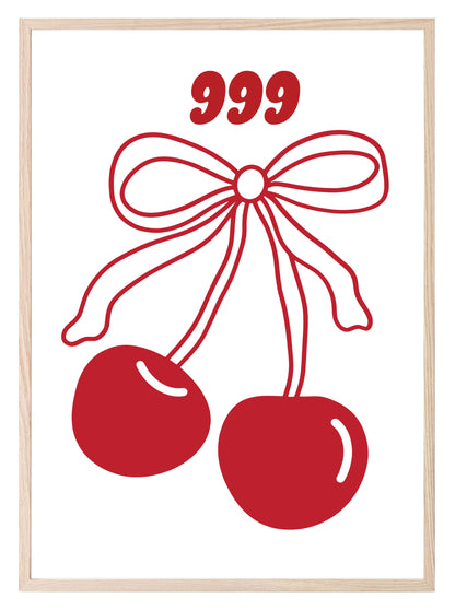 Cherry Angel Number Print | Coquette Wall Art 999 Release