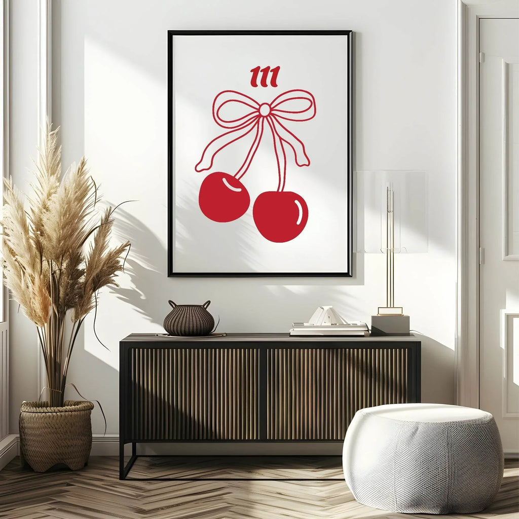 Cherry Angel Number Print | Coquette Wall Art - Larosier Prints