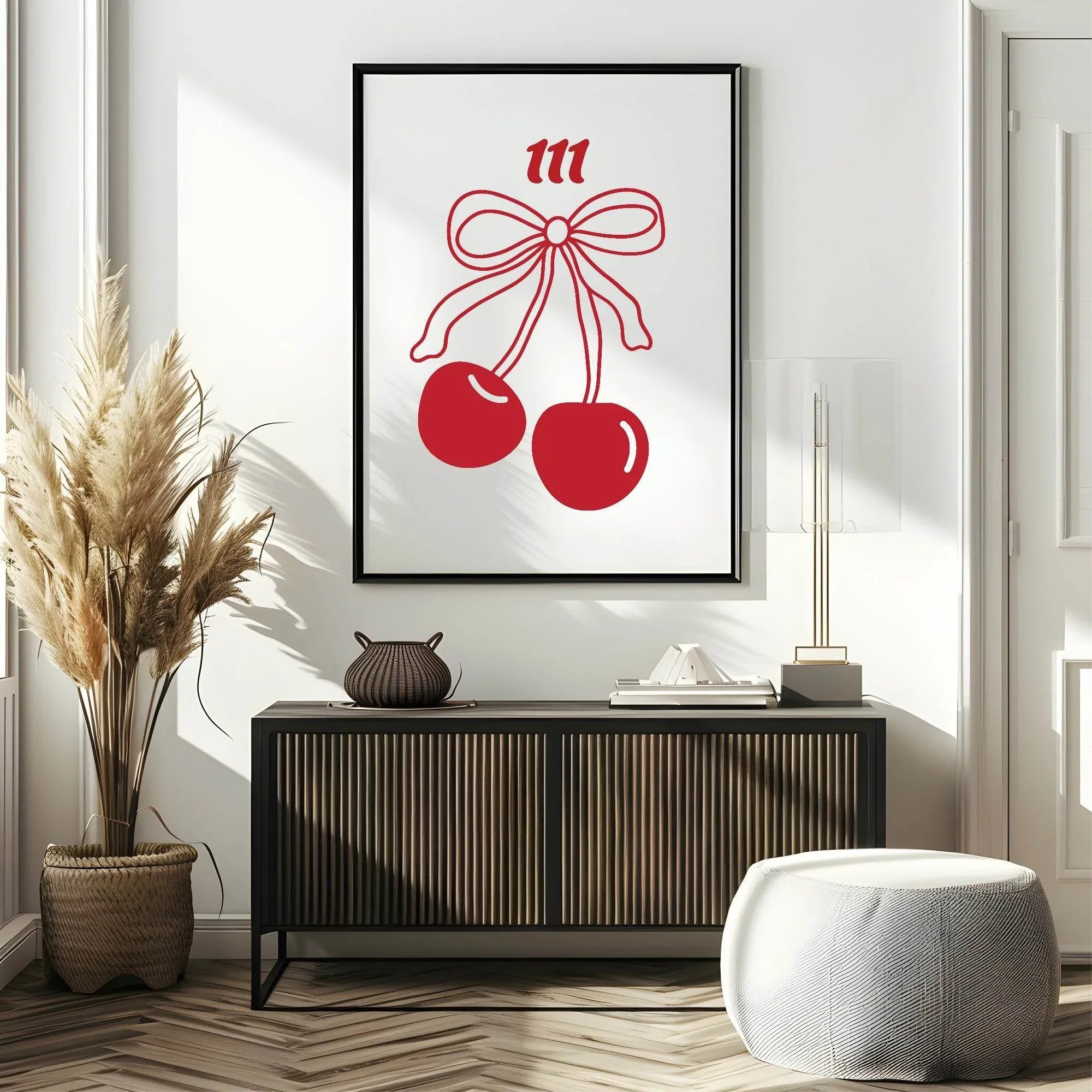 Cherry Angel Number Print | Coquette Wall Art - Larosier Prints