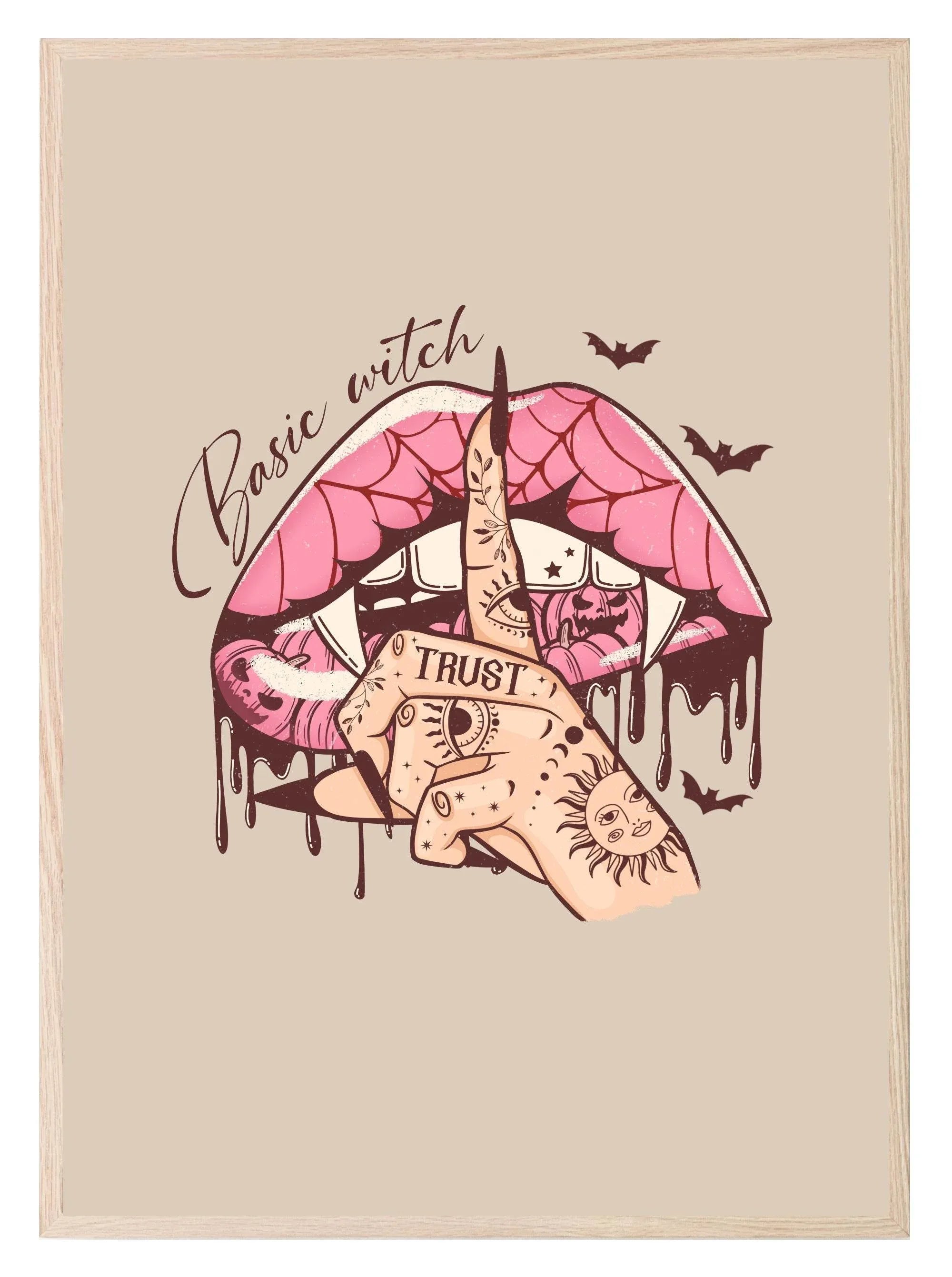 Basic Witch Print | Pink Wall Art - Larosier Prints