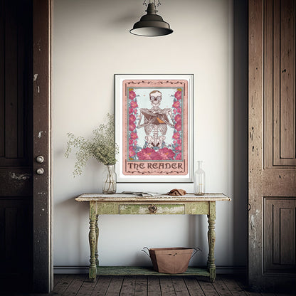 The Reader Print | Pink Tarot Card Wall Art