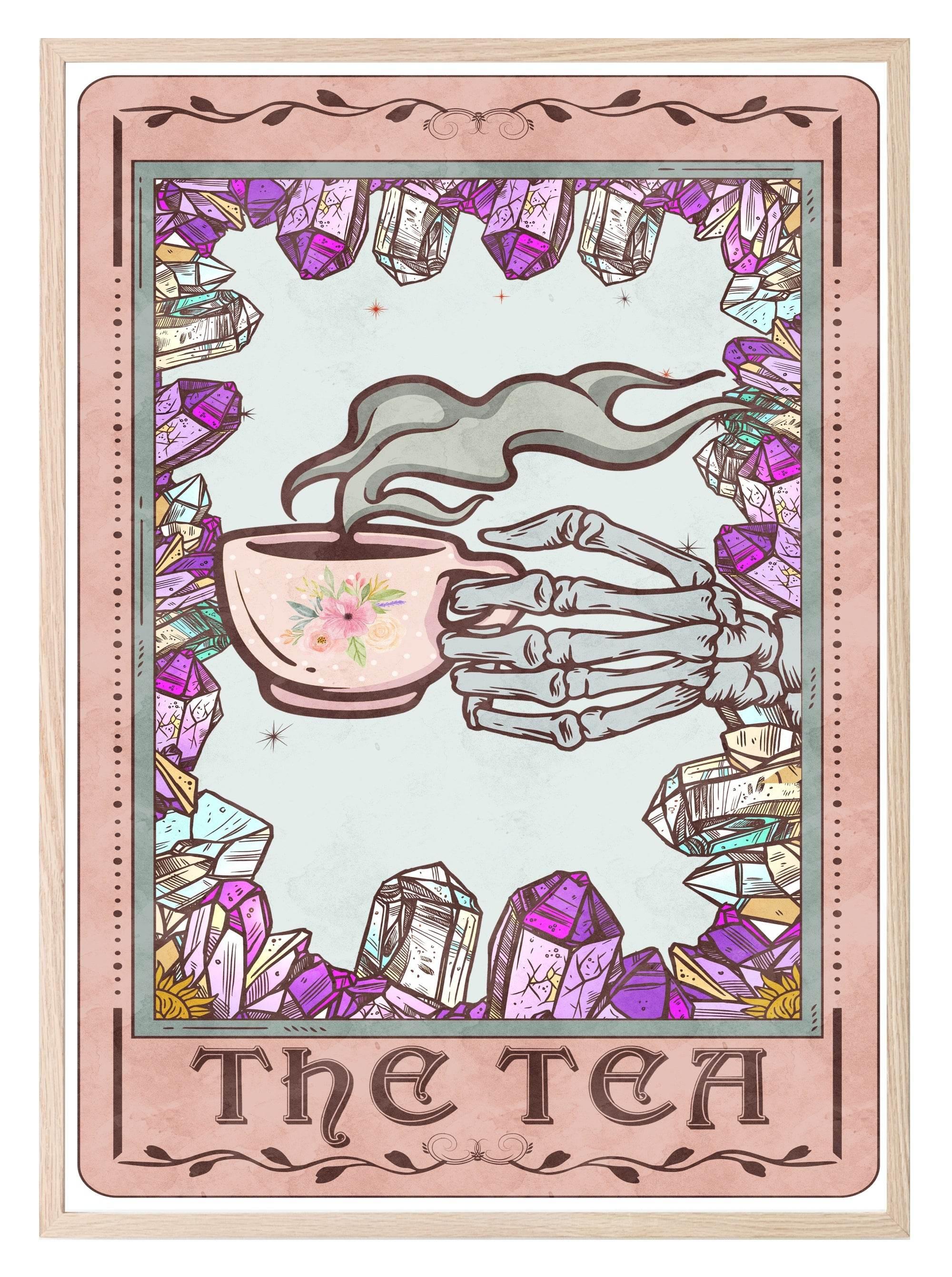 The Tea Print | Pink Tarot Card Wall Art - Larosier Prints