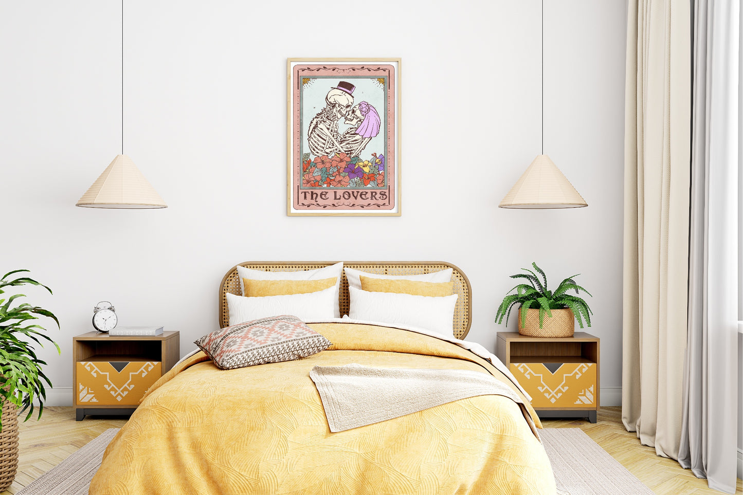 The Lovers Print | Pink Tarot Card Wall Art