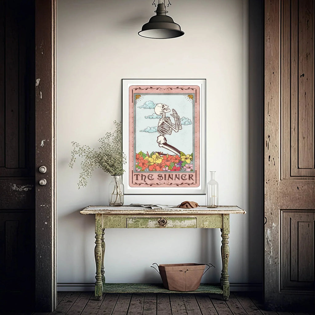 The Sinner Print | Pink Tarot Card Wall Art - Larosier Prints