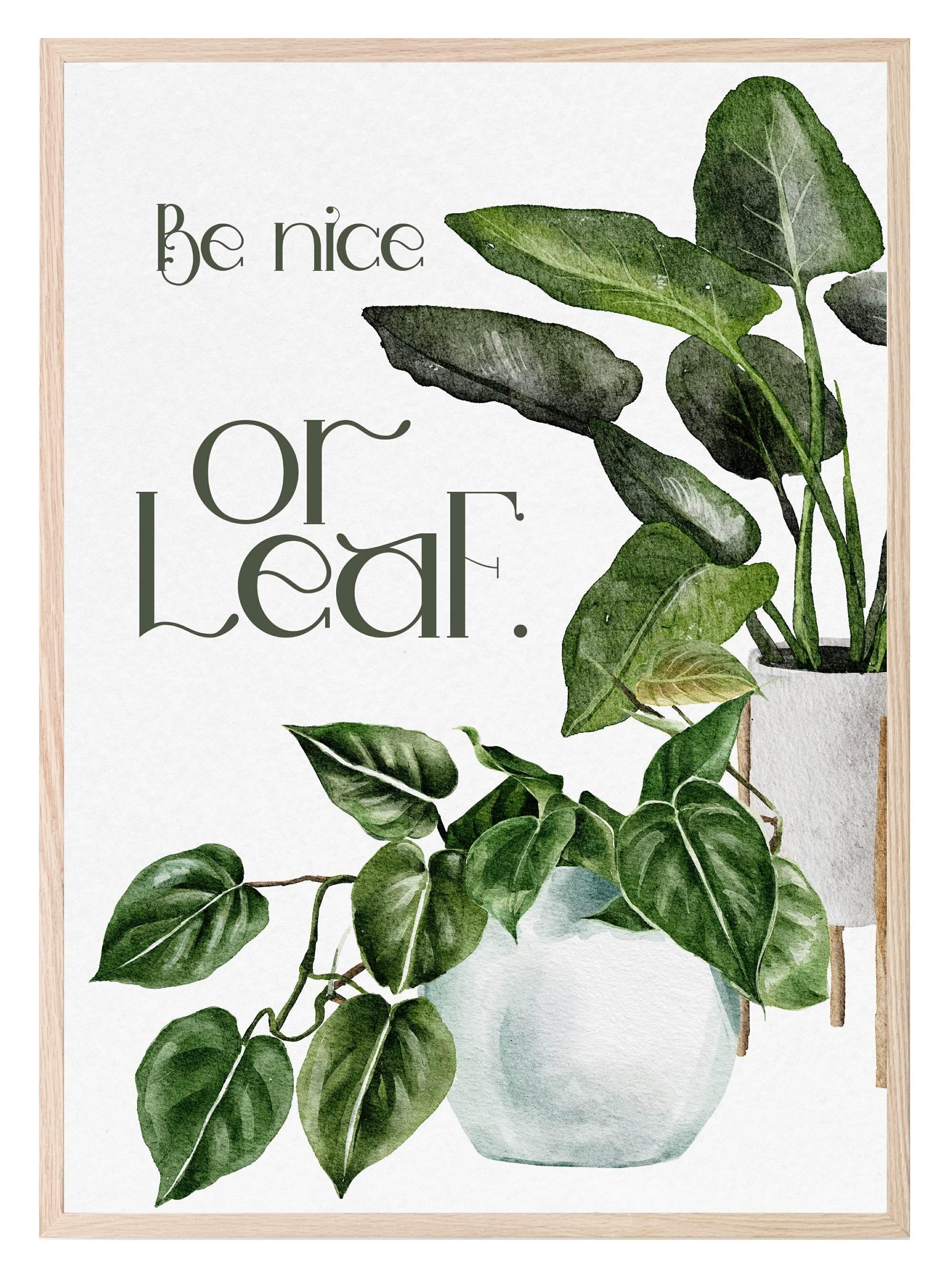 Be Nice Or Leaf Print | Sassy Plant Wall Art - Larosier Prints