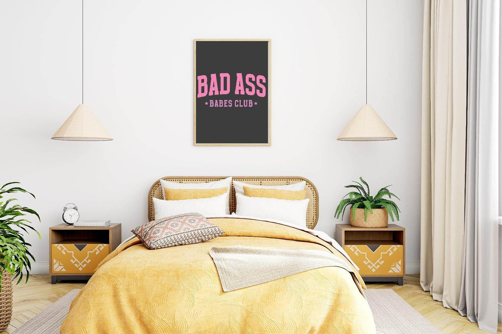 Bad Ass Babes Club Print | Pink Fun Wall Art - Larosier Prints