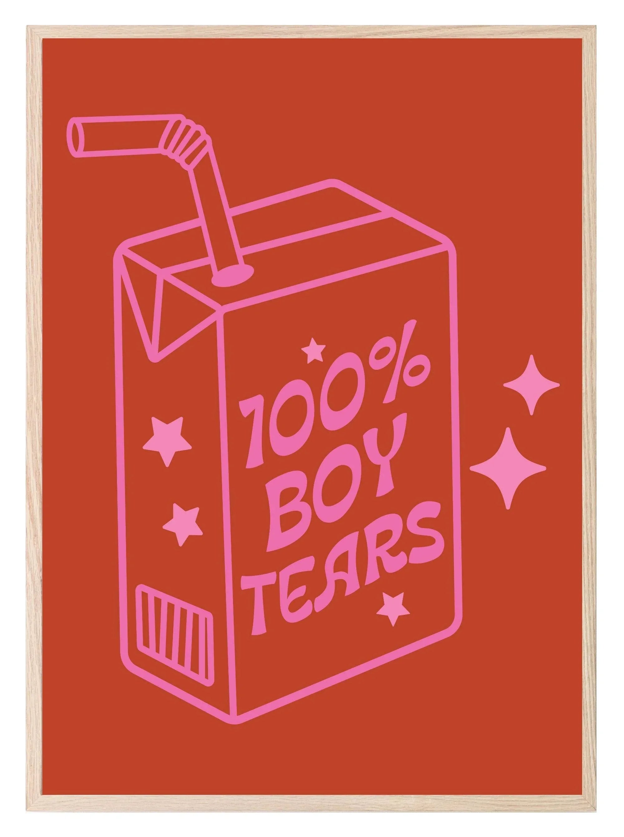 Teen 100% Boy Tears Print | Pink Fun Wall Art - Larosier Prints