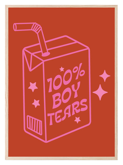 Teen 100% Boy Tears Print | Pink Fun Wall Art