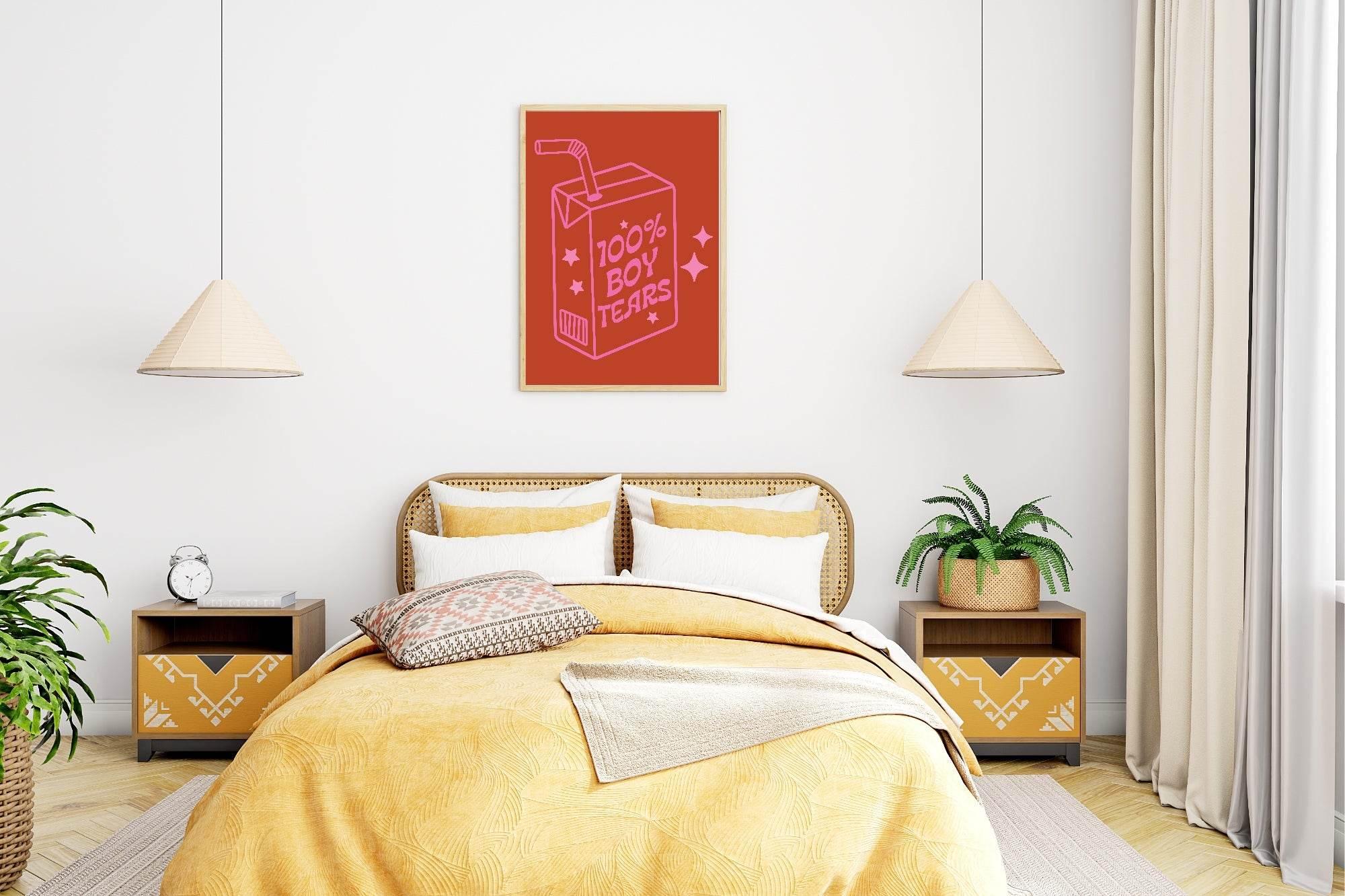 Teen 100% Boy Tears Print | Pink Fun Wall Art - Larosier Prints
