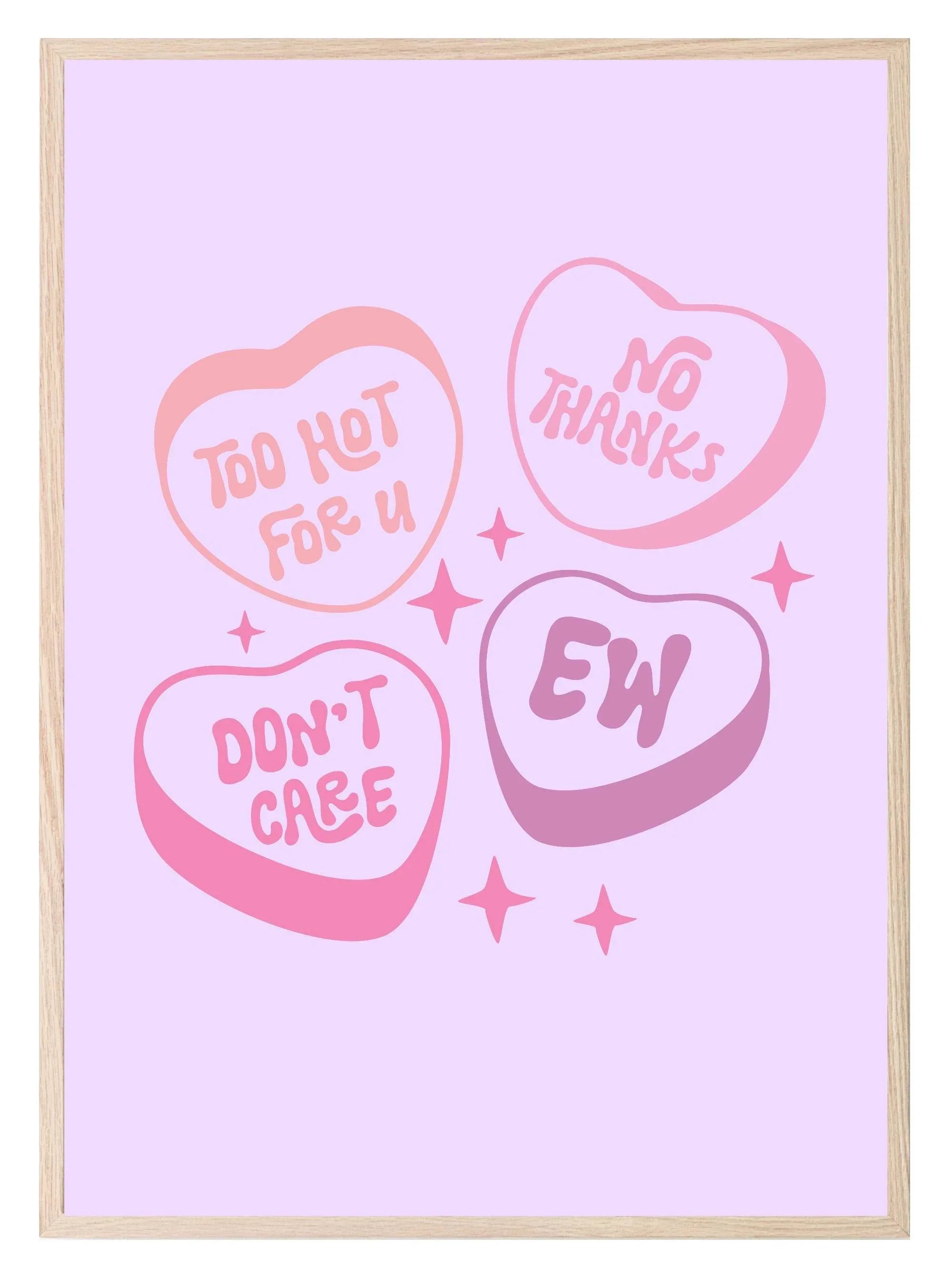 Love Hearts | Pink Fun Wall Art - Larosier Prints