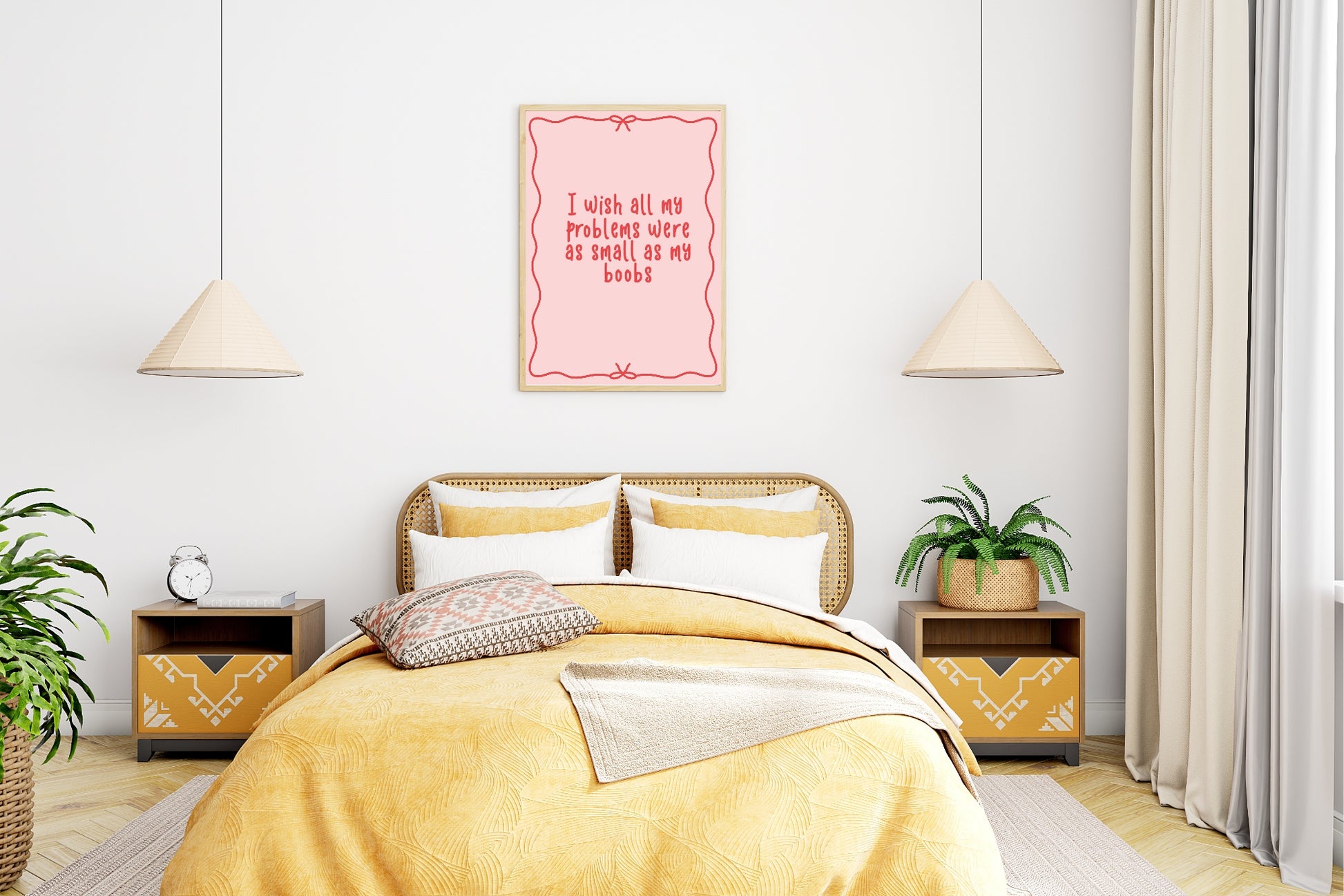 Wish All My Problems Were As Small As My Boobs| Pink Fun Wall Art