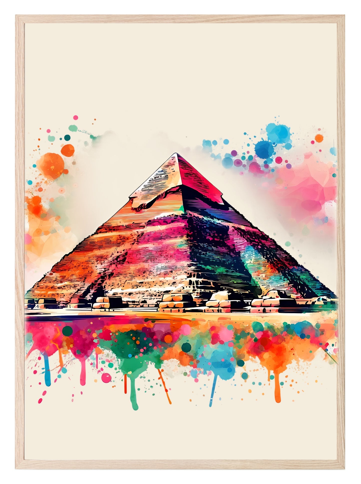 Watercolour The Great Pyramid Of Giza, Egypt Print | Travel Landmark Wall Art