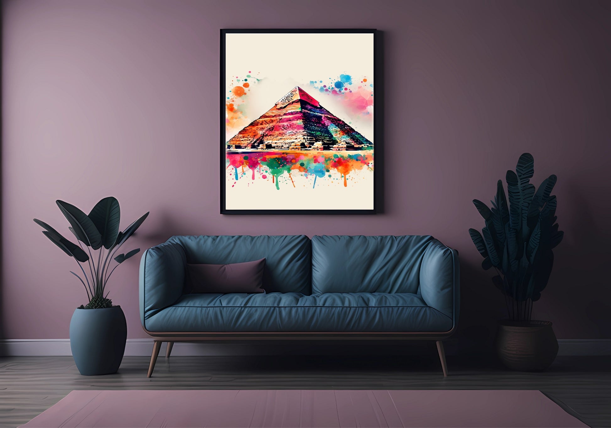 Watercolour The Great Pyramid Of Giza, Egypt Print | Travel Landmark Wall Art