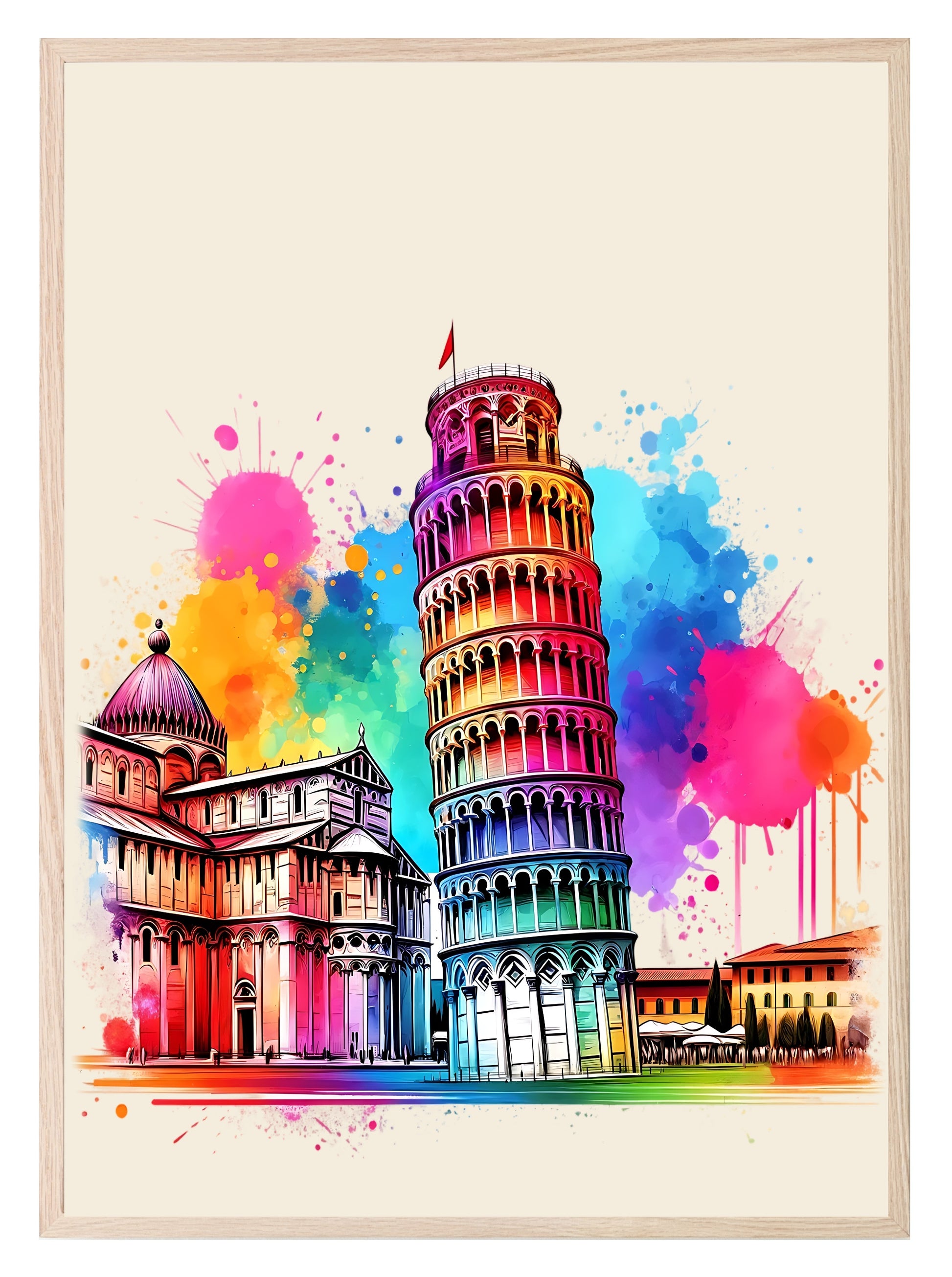 Watercolour The Leaning Tower Of Pisa, Italy Print | Travel Landmark Wall Art