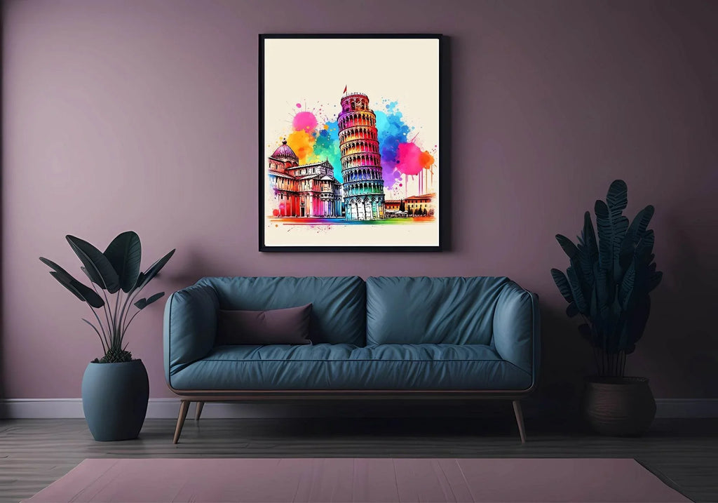 Watercolour The Leaning Tower Of Pisa, Italy Print | Travel Landmark Wall Art - Larosier Prints