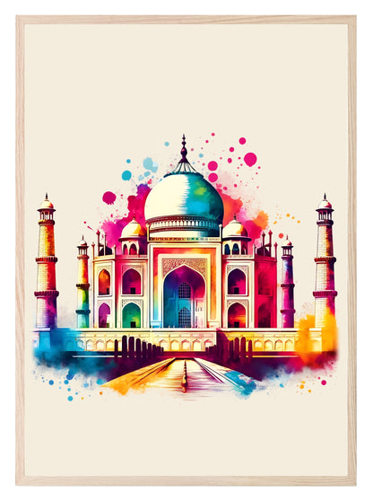 Watercolour The Taj Mahal, India Print | Travel Landmark Wall Art