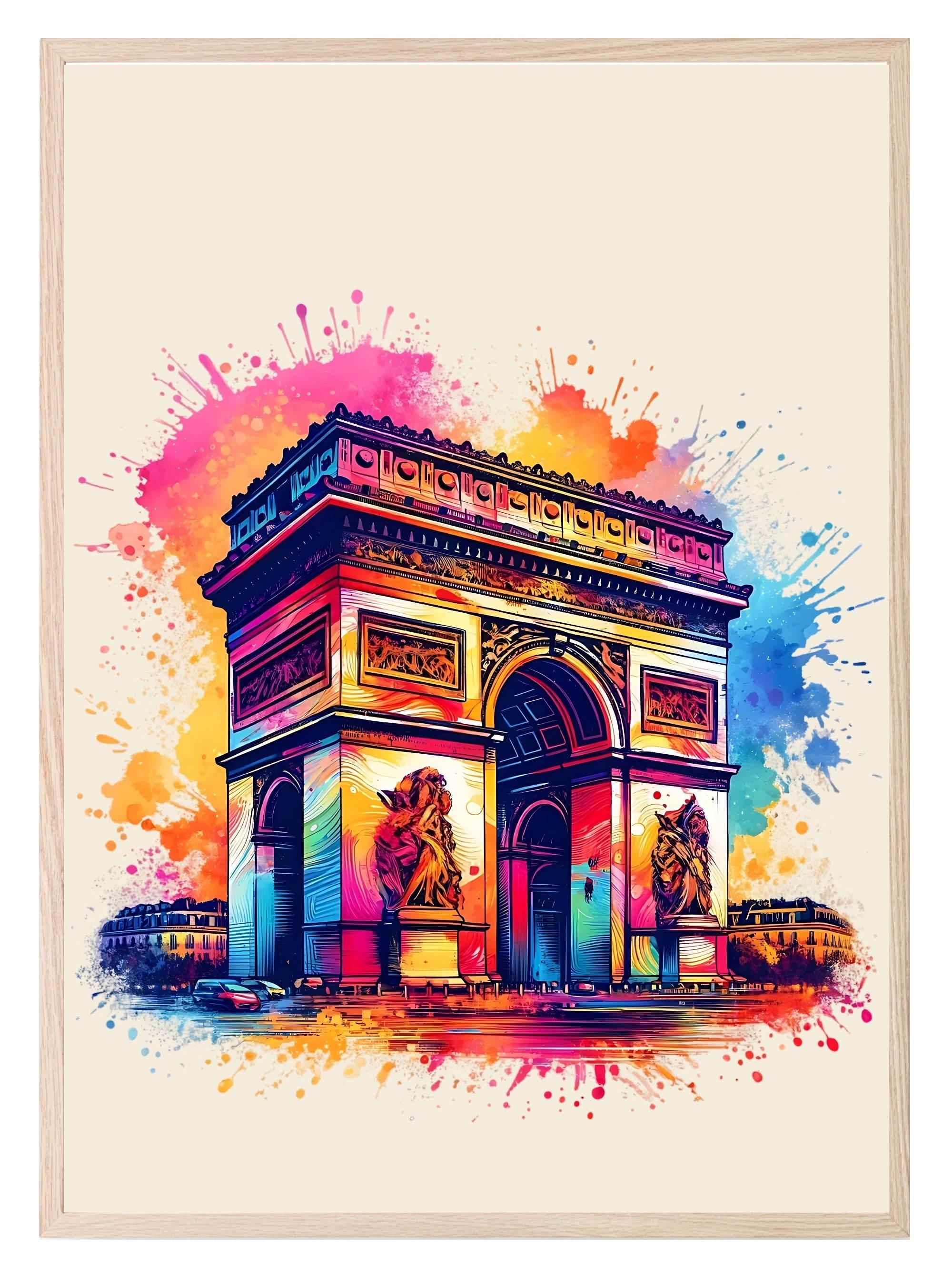 Watercolour The Arc De Triomphe, France Print | Travel Landmark Wall Art - Larosier Prints