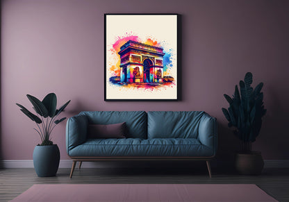 Watercolour The Arc De Triomphe, France Print | Travel Landmark Wall Art