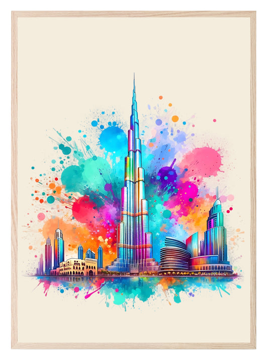 Watercolour The Burj Khalifa, Dubai Print | Travel Landmark Wall Art