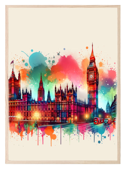 Watercolour Westminster & Big Ben, London Print | Travel Landmark Wall Art