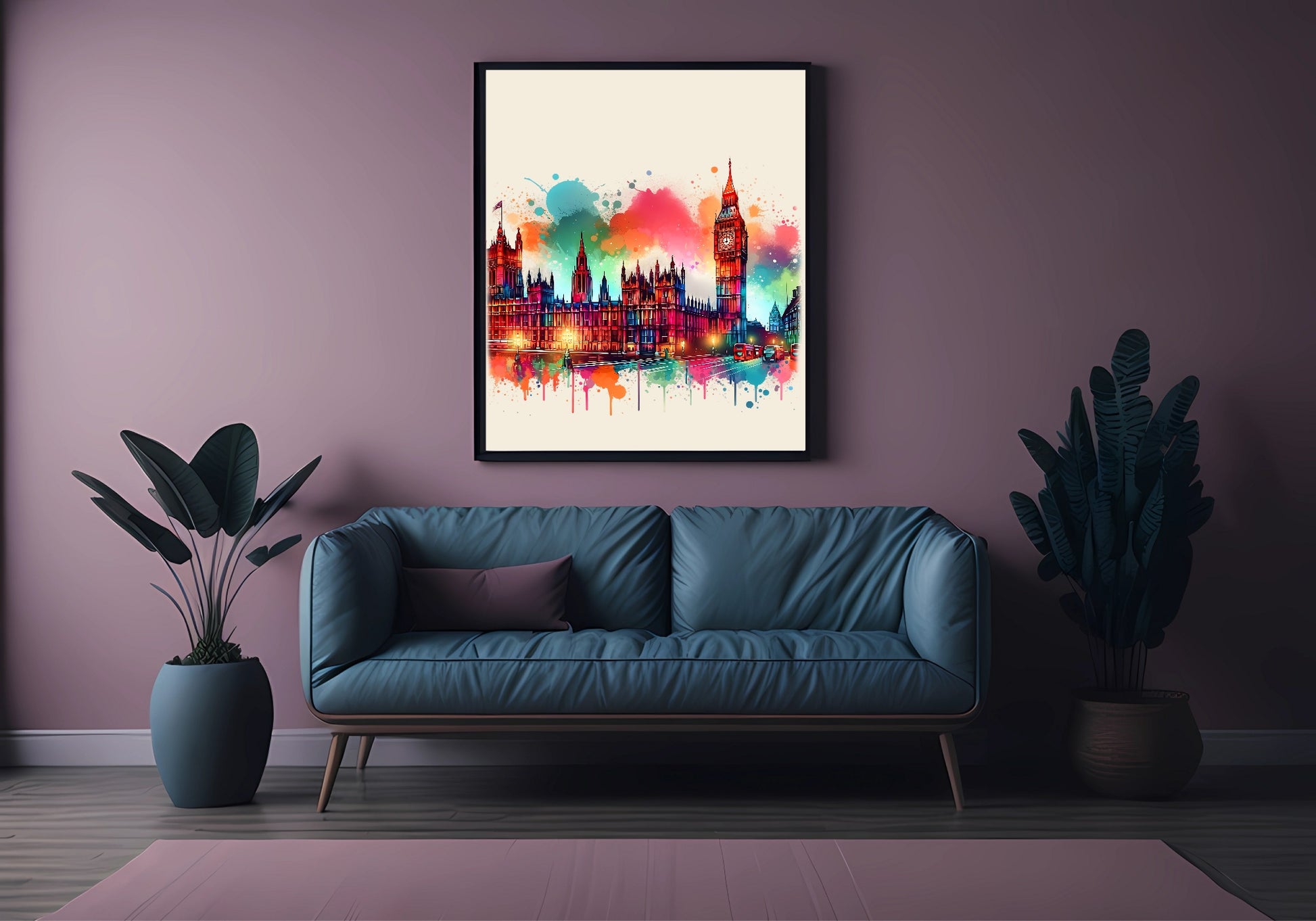 Watercolour Westminster & Big Ben, London Print | Travel Landmark Wall Art