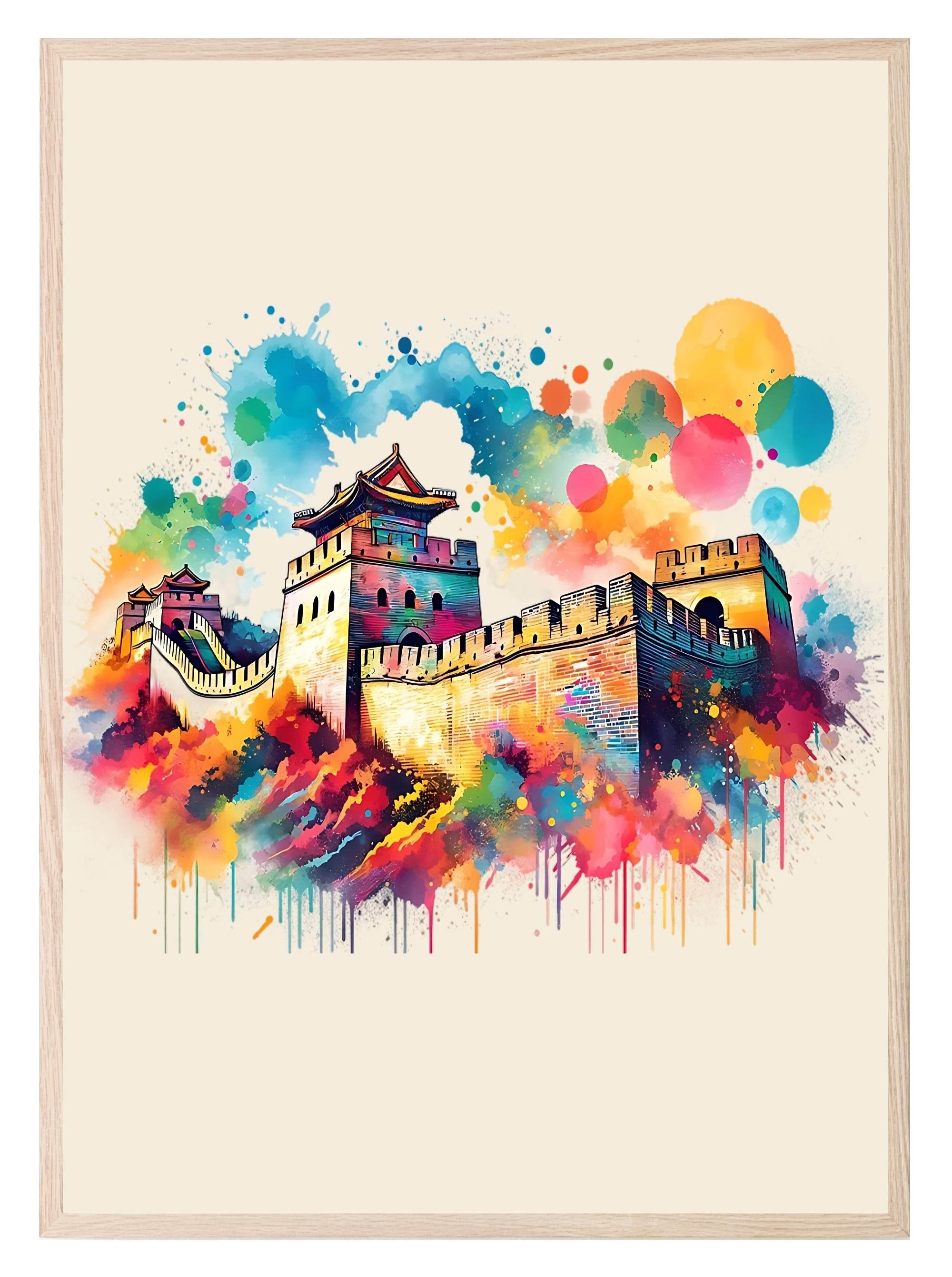 Watercolour The Great Wall of China Print | Travel Landmark Wall Art - Larosier Prints