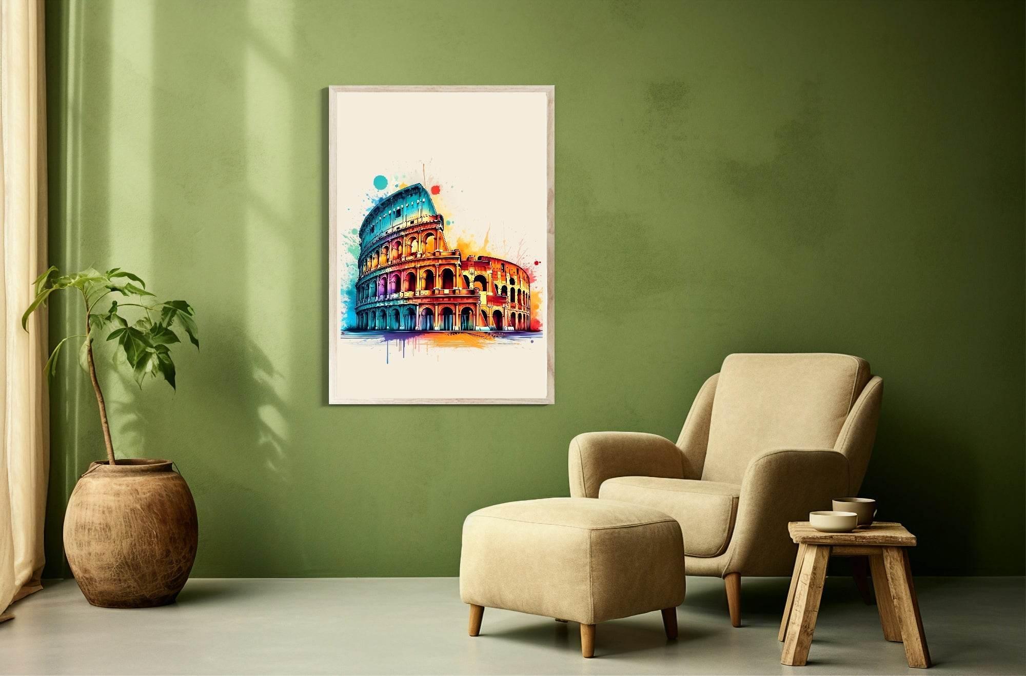 Watercolour The Colosseum, Italy Print | Travel Landmark Wall Art - Larosier Prints
