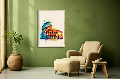 Watercolour The Colosseum, Italy Print | Travel Landmark Wall Art