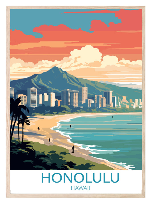 Honolulu, Hawaii Print | Travel Wall Art