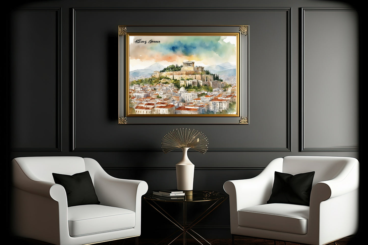 Athens, Greece Print | Water Coloured Wall Art