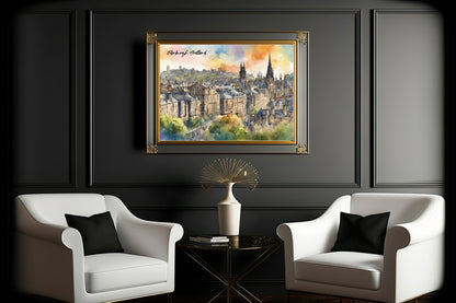 Edinburgh, Scotland Print | Water Coloured Wall Art