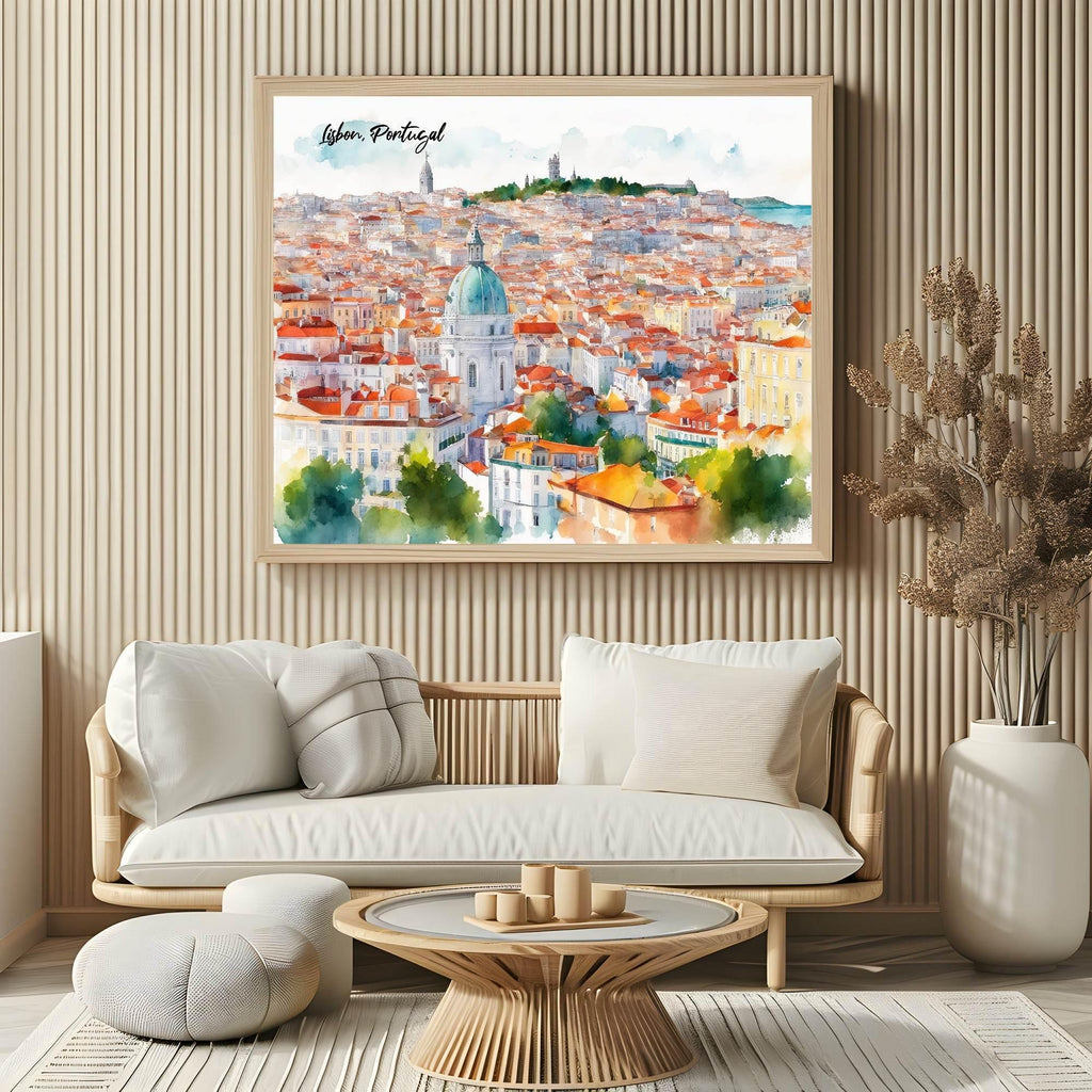 Lisbon, Portugal Print | Water Coloured Wall Art - Larosier Prints
