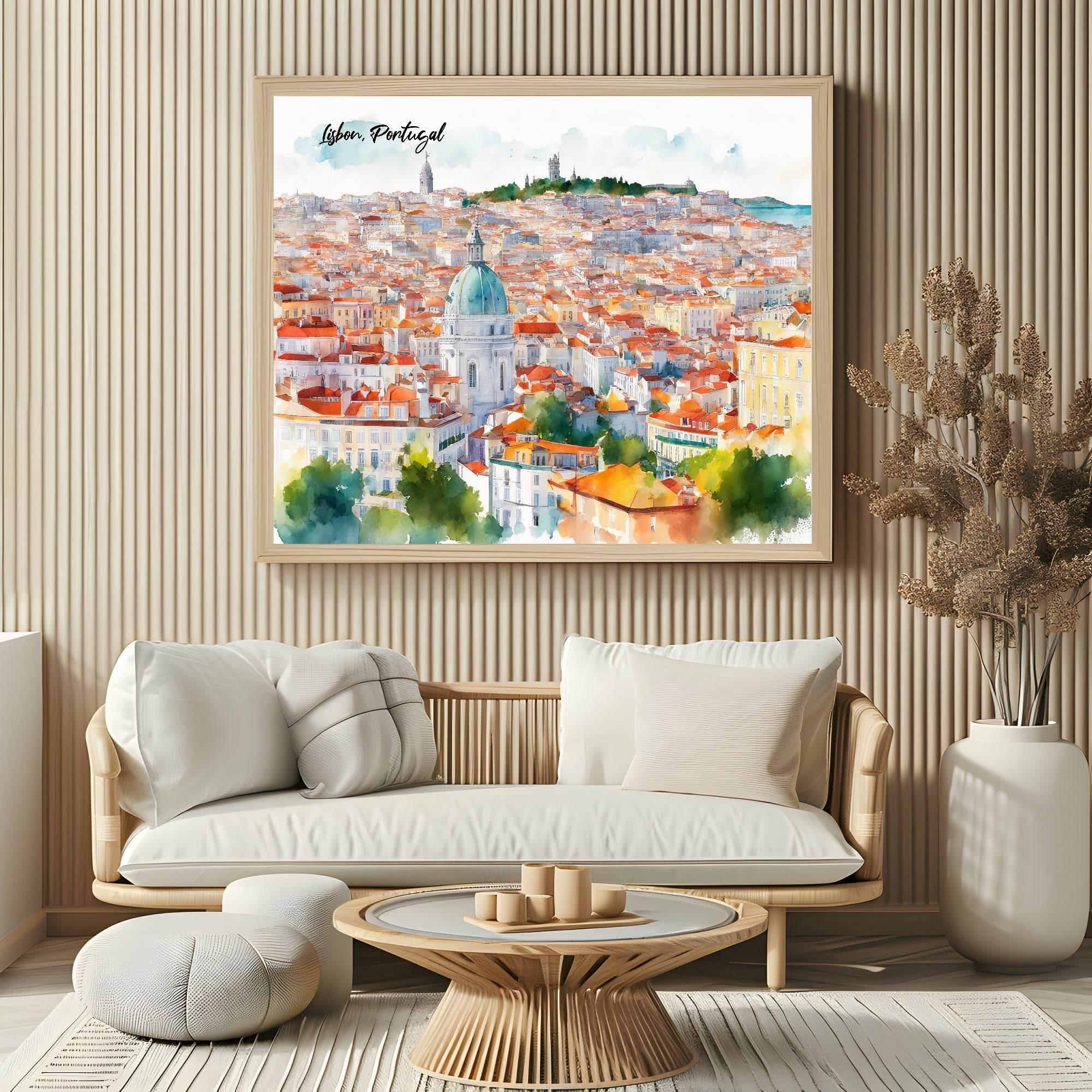 Lisbon, Portugal Print | Water Coloured Wall Art - Larosier Prints