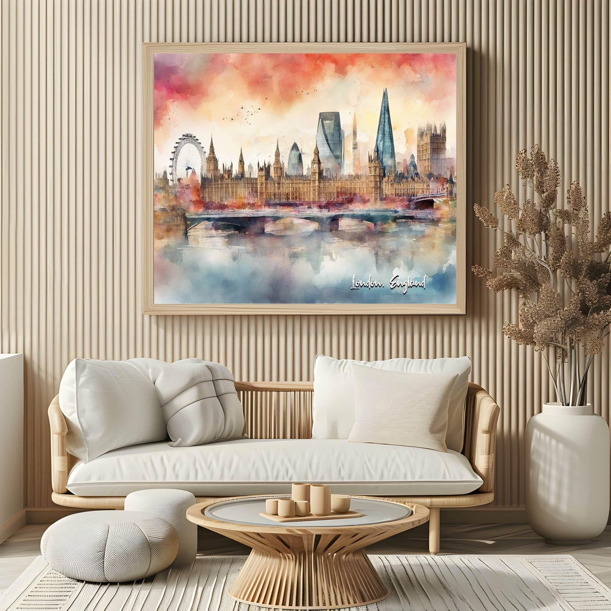 London, England Print | Water Coloured Wall Art - Larosier Prints