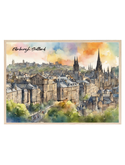 Edinburgh, Scotland Print | Water Coloured Wall Art