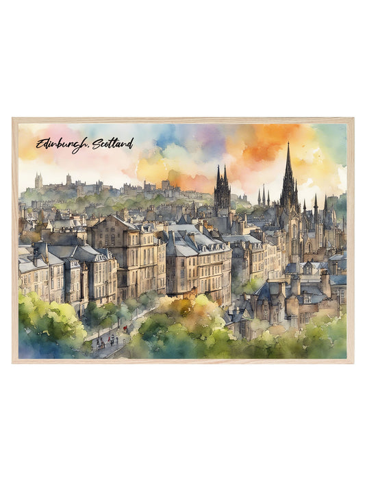 Edinburgh, Scotland Print | Water Coloured Wall Art